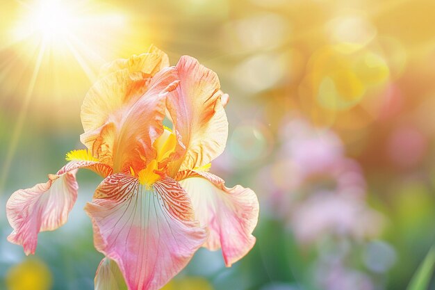 Foto la hermosa flor del iris siberiano florece en un jardín