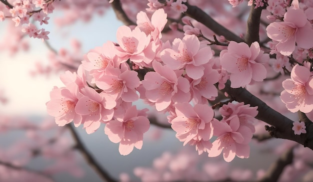 La hermosa flor japonesa de sakura el fondo de la flor de cerezo la IA generativa