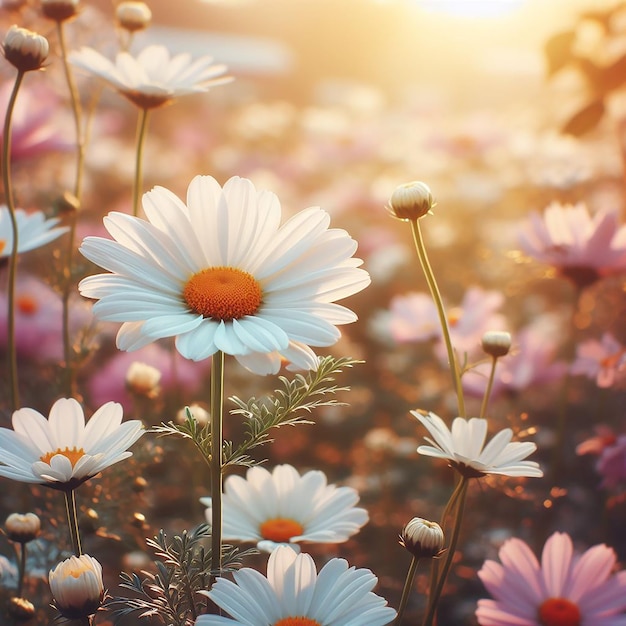 Una hermosa flor de margarita blanca generada en la naturaleza