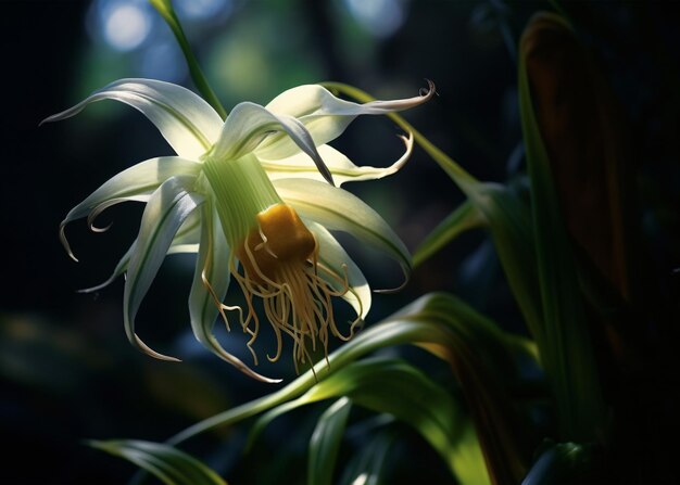 Foto hermosa flor de orquídea en el jardín de cerca