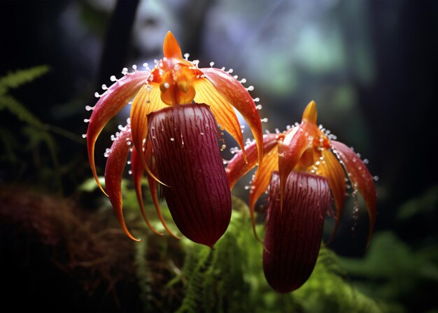 hermosa flor de orquídea en el jardín de cerca