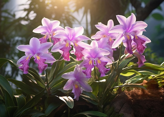 hermosa flor de orquídea en el jardín de cerca