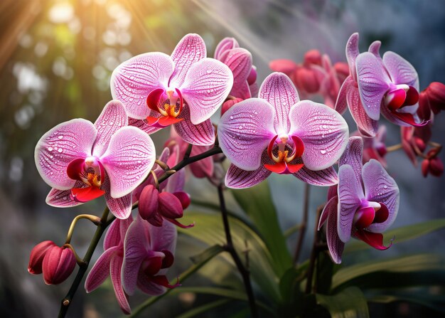 hermosa flor de orquídea en el jardín de cerca