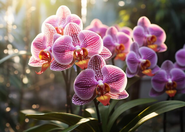 hermosa flor de orquídea en el jardín de cerca