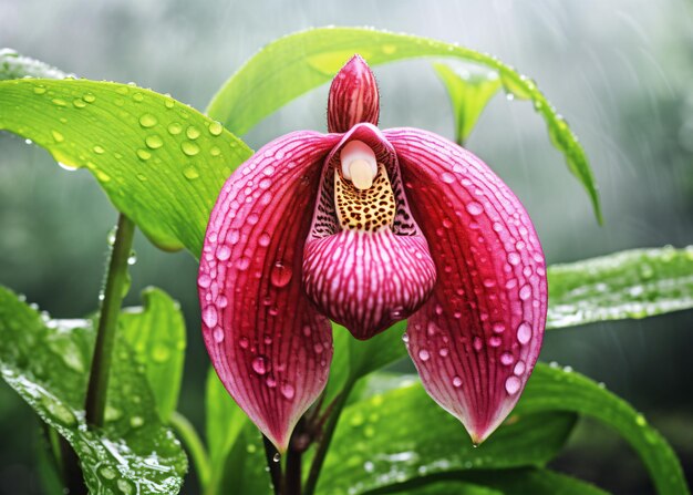 hermosa flor de orquídea en el jardín de cerca