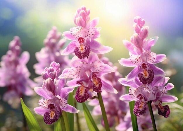 hermosa flor de orquídea en el jardín de cerca