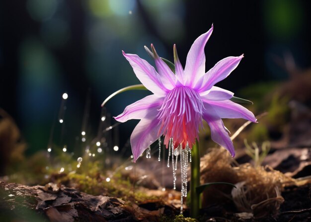 Foto hermosa flor de orquídea en el jardín de cerca