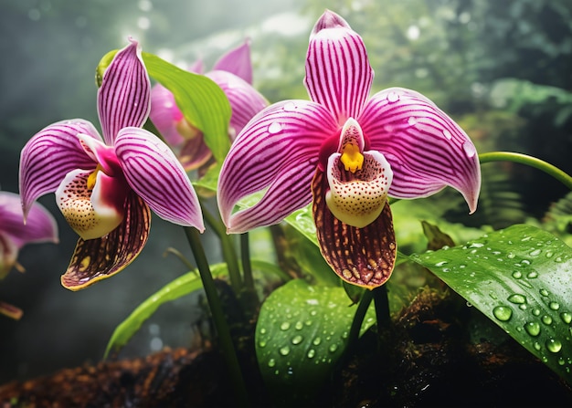 hermosa flor de orquídea en el jardín de cerca