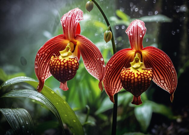 hermosa flor de orquídea en el jardín de cerca