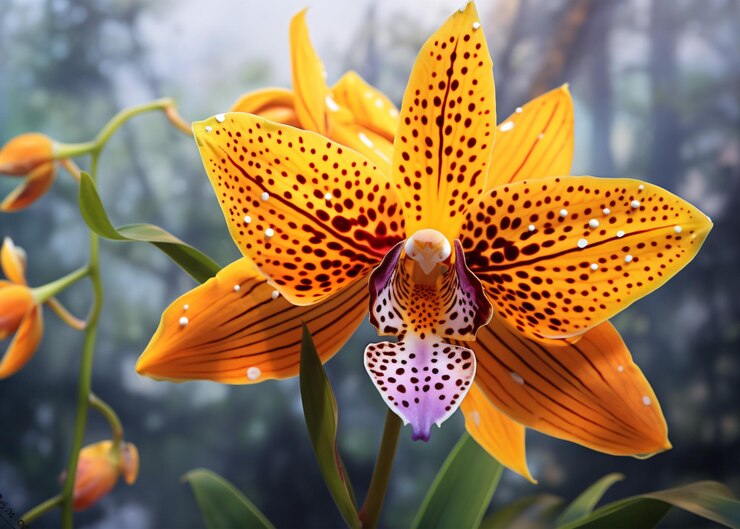 hermosa flor de orquídea en el jardín de cerca