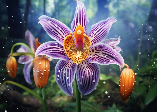 hermosa flor de orquídea en el jardín de cerca