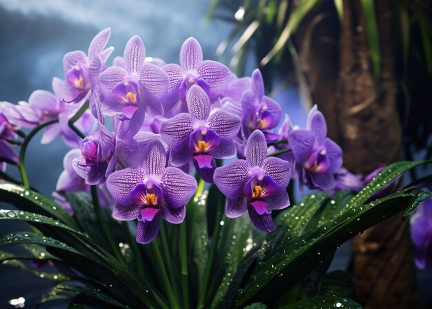 hermosa flor de orquídea en el jardín de cerca