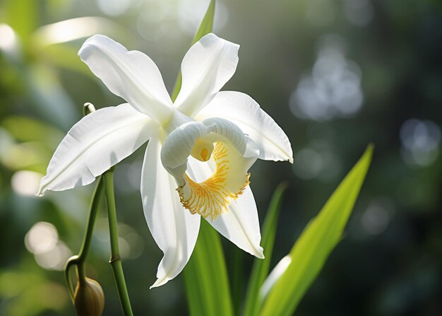 hermosa flor de orquídea en el jardín de cerca
