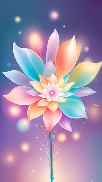 Hermosa flor con pétalos coloridos dibujando dibujos animados