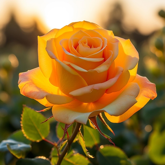 Hermosa flor de rosa amarilla brillando imágenes aisladas Arte generado por IA