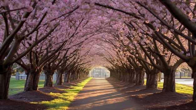 hermosa flor rosa árbol generativo AI