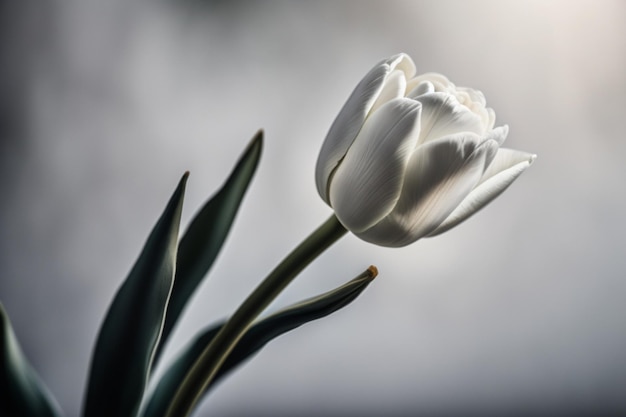 una hermosa flor de tulipán blanco