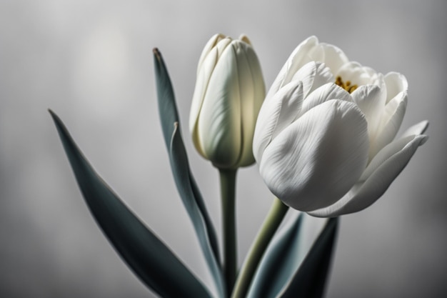 una hermosa flor de tulipán blanco