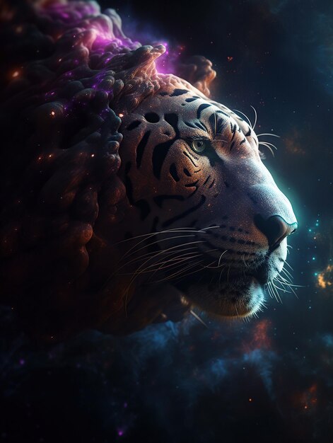 La hermosa forma de un tigre ilustración generativa ai