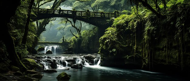 Hermosa foto de una cascada debajo