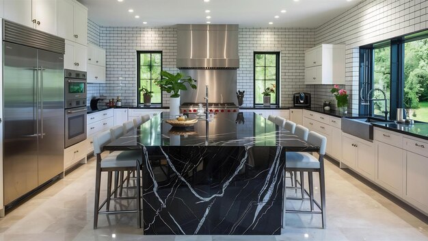 Una hermosa foto de una cocina de una casa moderna