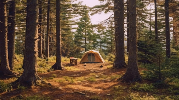 hermosa foto de la escena del campamento