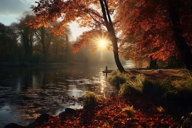 Hermosa foto de una fabulosa escena de otoño