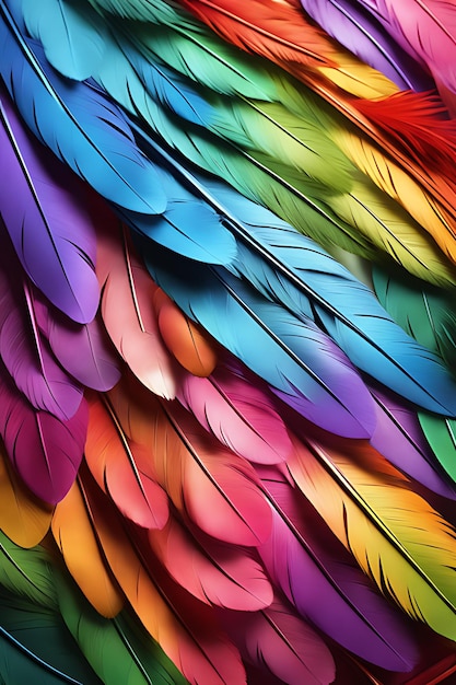 Foto hermosa foto de fondo de armonía de plumas coloridas