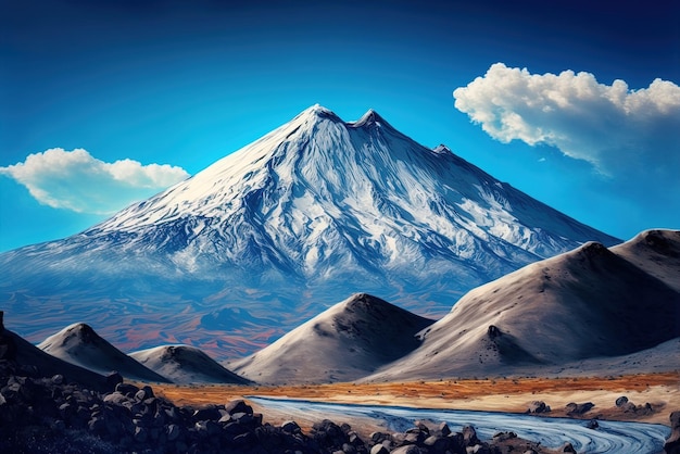 Una hermosa foto de la montaña del mediodía de Turquía con un cielo encantador