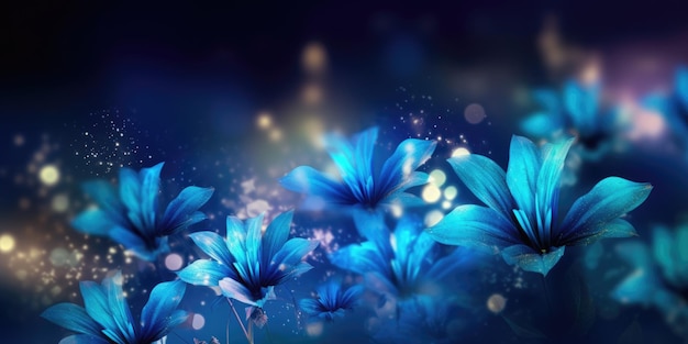 Hermosa foto de noche azul abstracta diseño floral fondo banner hermosa Generativa AI AIG32