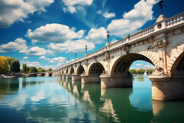 Foto una hermosa foto de un puente de aviñón en francia con un cielo azul