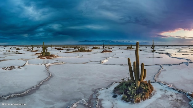 Foto una hermosa foto de la salina en la isla de incahuasi, bolivia