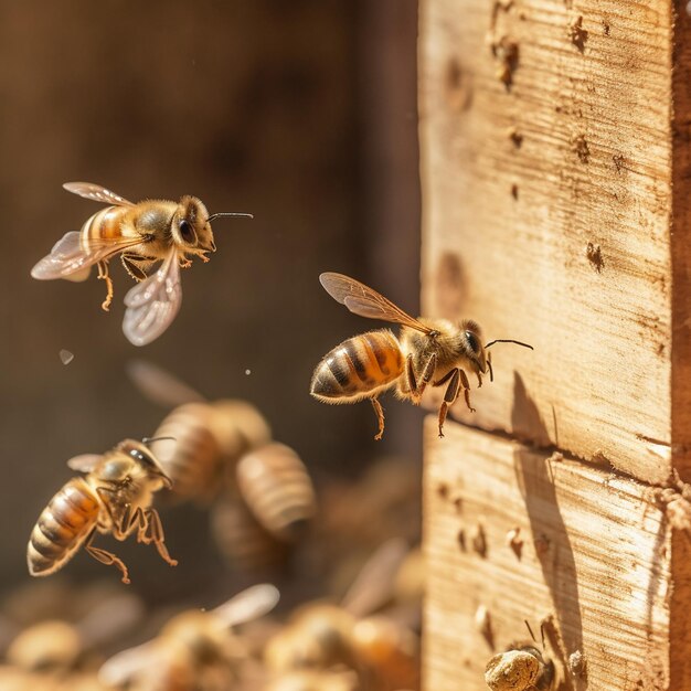 Foto una hermosa fotografía de abeja y abejas