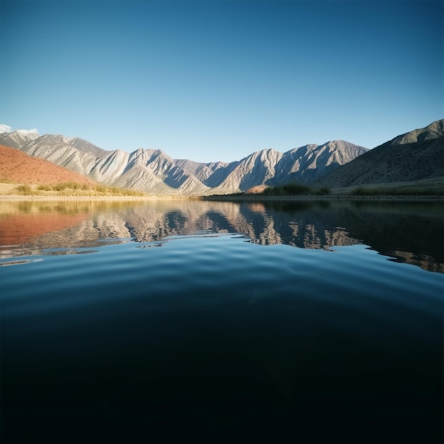 Una hermosa fotografía de agua que refleja las montañas