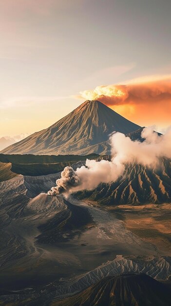 Foto hermosa fotografía de paisajes volcán montaña