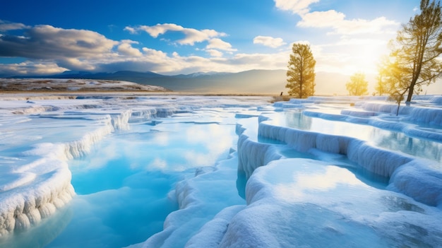 Una hermosa fotografía de pantano de la cuenca de Pamukkale en Turquía