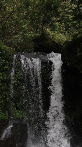 Hermosa fotografía de retrato de la cascada Guci en Tegal Indonesia