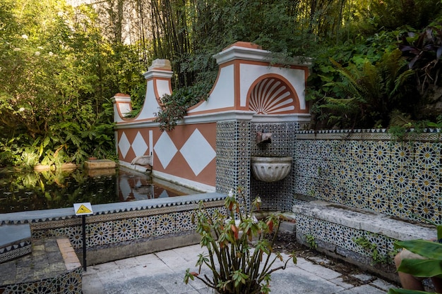 Hermosa fuente de azulejo romántico