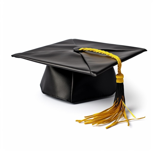 Una hermosa gorra de graduación sobre un fondo blanco