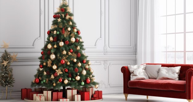 Una hermosa habitación con decoraciones navideñas