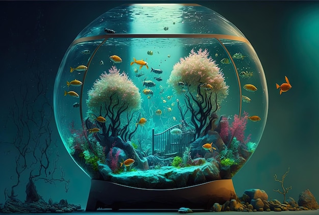 Hermosa idea de acuario de naturaleza submarina