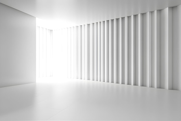 hermosa iluminación de pared blanca geométricamente vacía en 3D