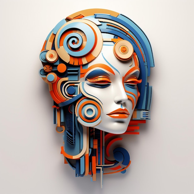 Hermosa ilustración abstracta de arte de cabeza femenina 3d