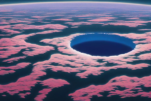 Hermosa ilustración de un agujero gigante en la superficie de la tierra