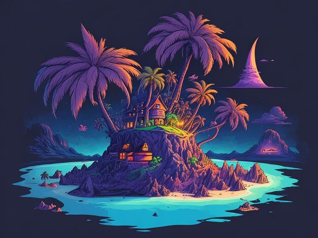 Una hermosa ilustración de arte de la isla