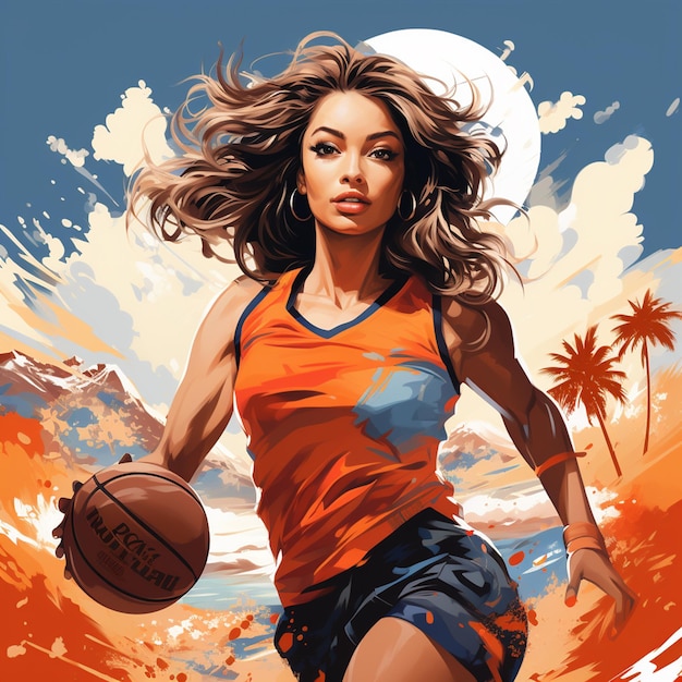 Foto hermosa ilustración de atleta de baloncesto