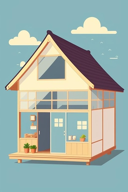 Una hermosa ilustración de una casa japonesa