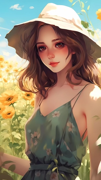 Hermosa ilustración de chica anime