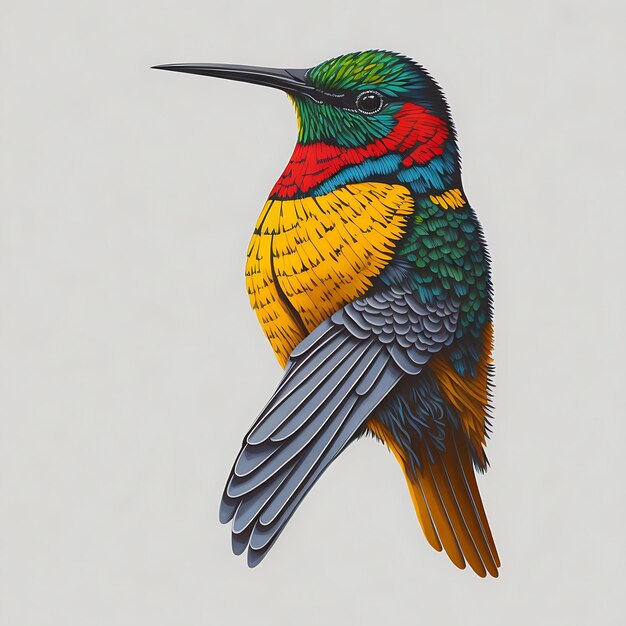 Hermosa ilustración colorida de colibrí