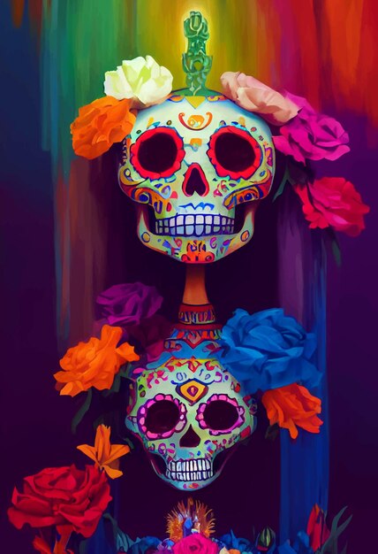 Foto hermosa ilustracion del dia de muertos altar tipico del dia de muertos dia del recuerdo